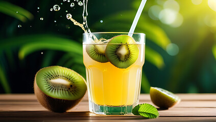 kiwi fruit juice splash refreshing summer drink tropical flavors