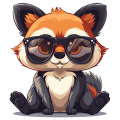 Fototapeta premium A raccoon wearing sunglasses and a hat, giving it a cool and stylish appearance