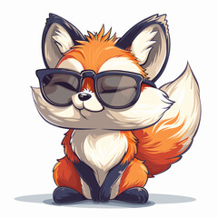 Fototapeta premium A cartoon fox wearing sunglasses and a smile.