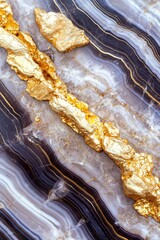 Wallpaper with dark marble veins in gold
