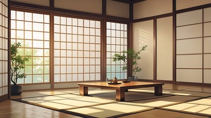 Japanese Room with Tatami Mats and Sliding Doors