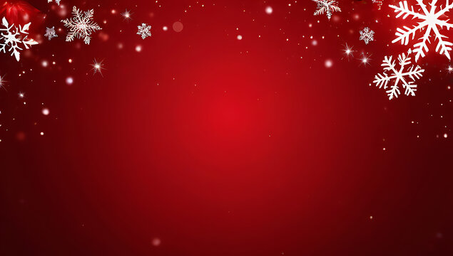 red christmas background adorned delicate snowflakes