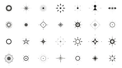 Naklejka premium Abstract Geometric Tattoo Symbols Collection