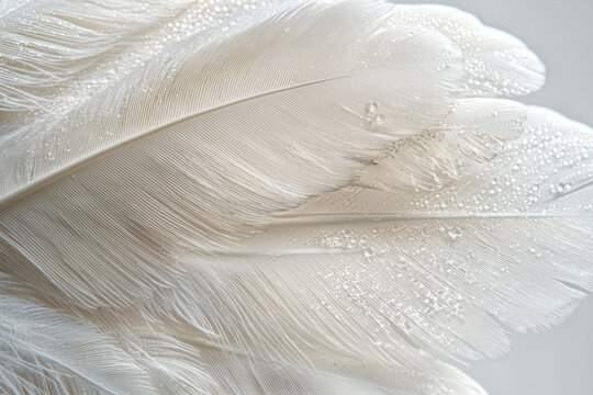 Delicate Egret Feather Macro: Root Detail in Clear White Setting