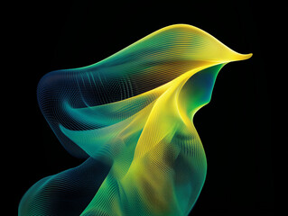 Flowing Abstract Light Waves in Yellow and Green