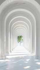 Fototapeta premium photo of a 3D arch wall corridor, showcasing a series of elegantly designed arches that create