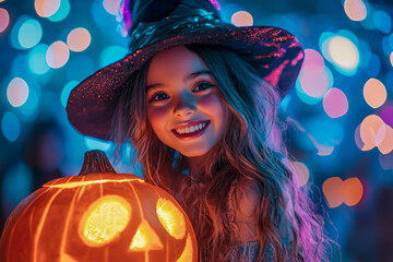 Wickedly Glamorous Witch and Spooky Little Bride at Monster Bash: A Halloween Costume Party with Disco Ball Lights