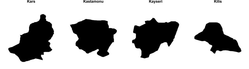 Kars, Kastamonu, Kayseri, Kilis outline maps