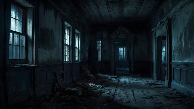 halloween old abandoned spooky house - gen ai