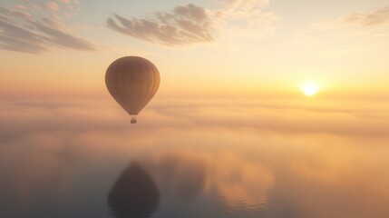 Hot Air Balloon Flight Over Clouds