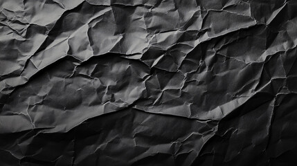 Abstract image of a crumpled black paper texture with creases and folds