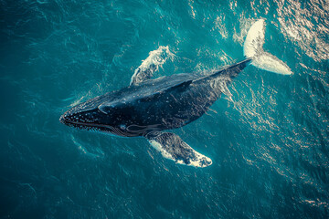 Fototapeta premium Oceanic Perspective: Stunning High-Resolution Photography of a Whale in Flight