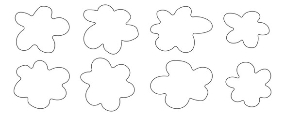 Modern flower irregular shape. Set of simple spots in form flowers. Vector Abstract shape. Irregulars organic blots.