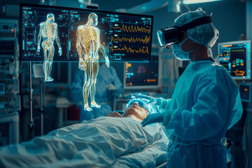 Revolutionizing Surgery: Surgeons Utilizing AR Headsets and Robotic Arms for Precise Operations in Hospital Setting