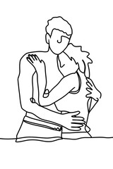 One continuous line drawing, couple love