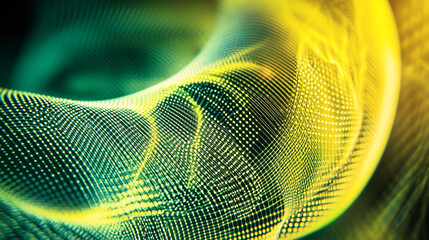 Abstract digital wave pattern showcasing vibrant green and yellow colors in a modern design context