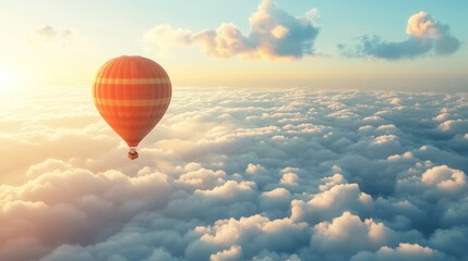 Fototapeta premium Hot Air Balloon Soaring Above Clouds