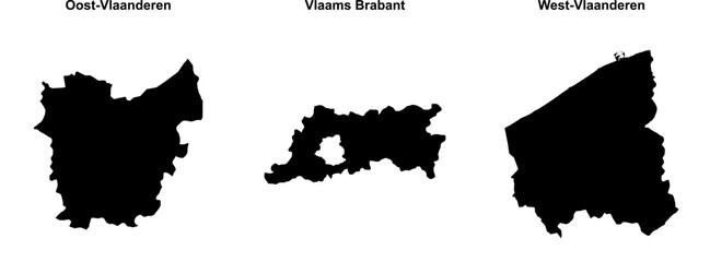 Oost-Vlaanderen, Vlaams Brabant, West-Vlaanderen outline maps
