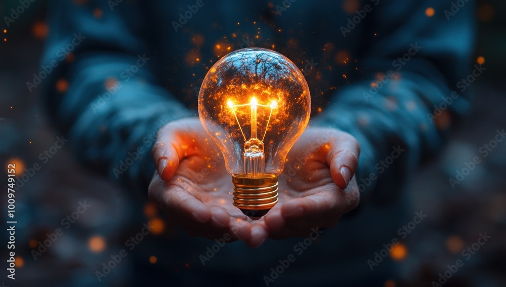 Canvas Prints Lightbulb in Hands