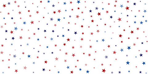 USA flag stars background, red and blue stars confetti, starry glitter