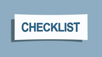 Checklist. A card isolated on blue background.