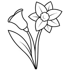 A Vibrant Daffodil with a Trumpet Shaped Bloom Vector Illustration for Floral Art Lovers
