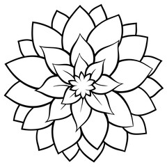 Vibrant Vector Design of a Large Dahlia Flower Showcasing Complex Layered Petals
