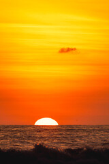 beautiful sunset golden hour above sea background sky orange
