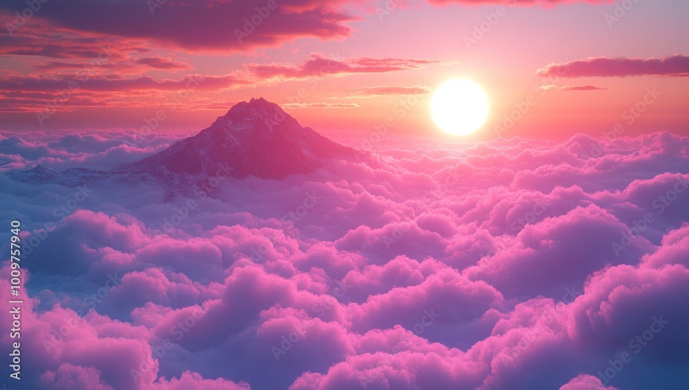 Canvas Prints Sunset Over a Mountain Peak