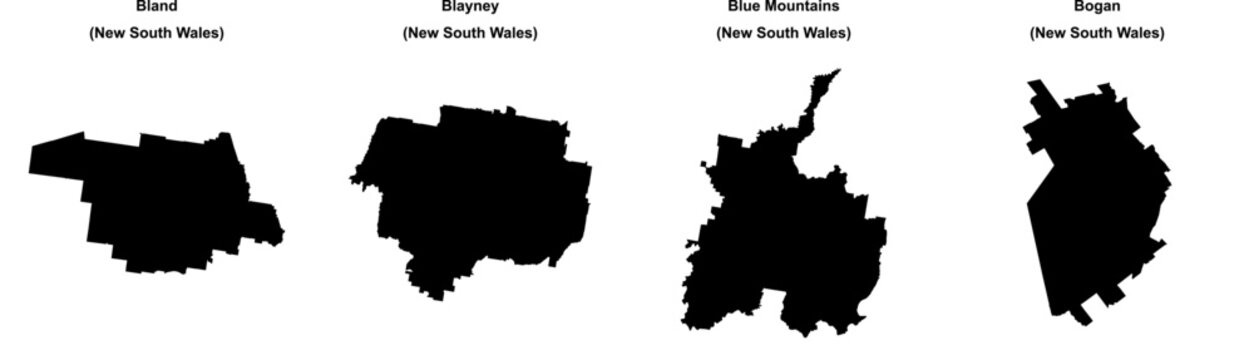 Bland, Blayney, Blue Mountains, Bogan outline maps