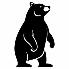 Bear standing on hind legs silhouette vector illustration on white background