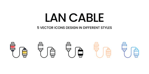 LAN Cable icons set ready to use vector icon stock illustration