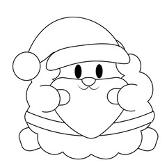 Cute cartoon Sheep Santa Claus in black and white