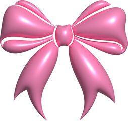 3d pink bow isolated on white background