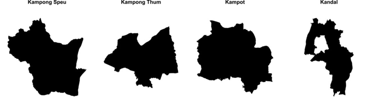Kampong Speu, Kampong Thum, Kampot, Kandal outline maps