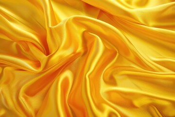 Fototapeta premium Yellow silk satin draped fabric for luxury design templates.
