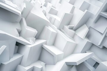 Abstract image  geometric background with white shapes  three dimensional effect