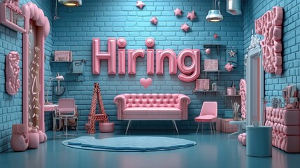 Professional Hiring Promotional Image on Pastel Blue Background for Recruitment Campaigns