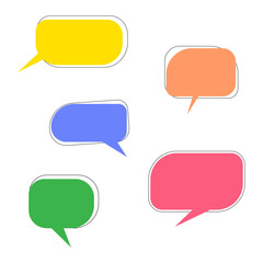 Set of colored speech bubbles for chat in different shapes.Comic cloud bubble silhouette, blank dialog balloon.Vector collection.