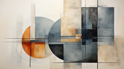 Fototapeta premium Abstract Geometric Shapes in Neutral Tones on Textured Paper, Showcasing Muted Grays, Blues, and Beiges with Subtle Gradients for a Modern Aesthetic.