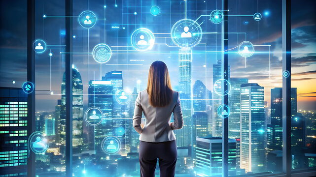 Business using mobile smartphone and icon network connection data with growth graph customer  digital marketing.