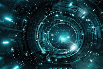 Fototapeta premium Virtual technology background. Raster version.