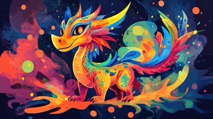 Obraz premium Fun dragon doodle in vibrant colors, perfect for tshirts