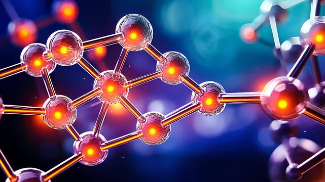 Glowing Molecular Structure with Atoms and Bonds

