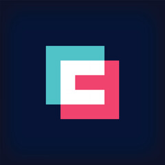 Unique square exchange C letter form logo design. Geometric corporate identity design.