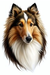 Majestic Collie Dog Portrait Realistic Fur Details Beautiful Expressions