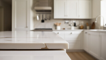 Kitchen table with fine marble veins