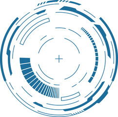 Blue crosshair. Interactive aim tech. Digital target