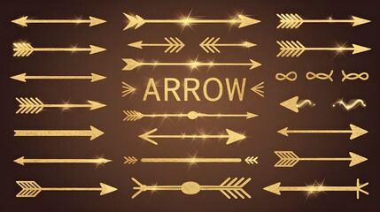 Naklejka premium Gold Arrow Collection Boho Chic Tribal Design Elements