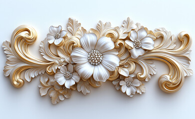 Obraz premium A white golden baroque ornament isolated on a white background